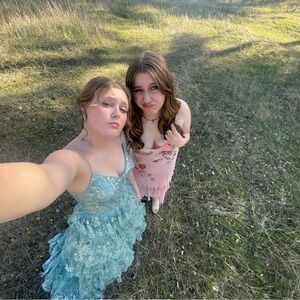 Green prom dress super sparkly